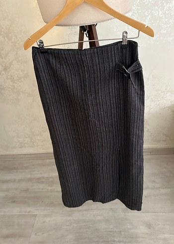 Gri Piliseli Midi Hamile Eteği - Görsel 4