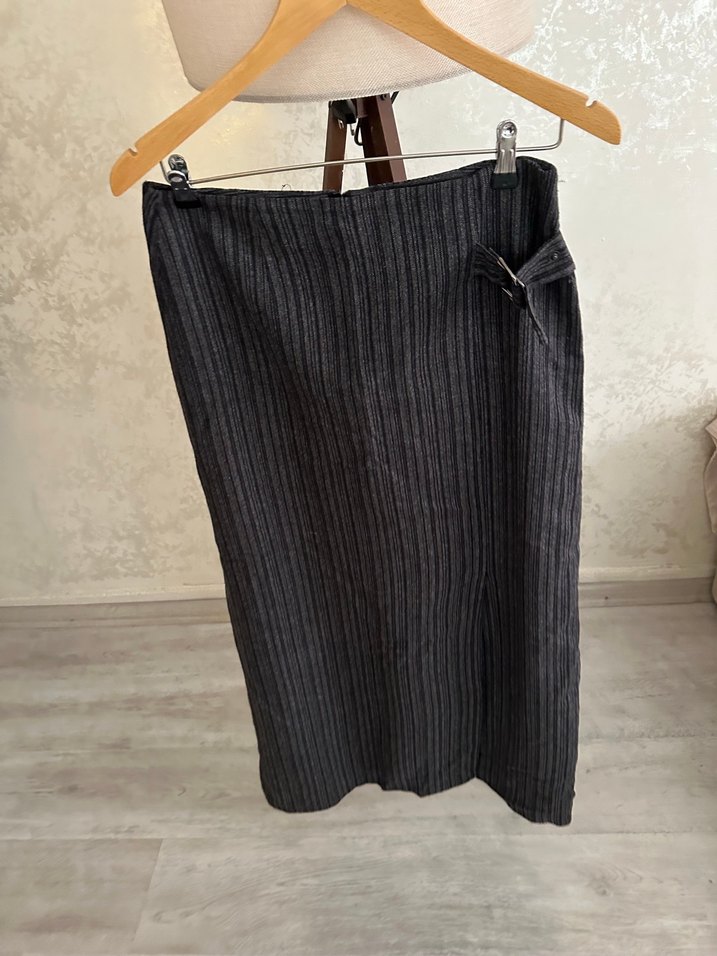 Gri Piliseli Midi Hamile Eteği - Görsel 4