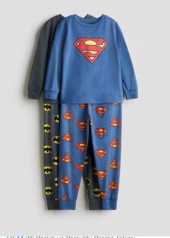 Erkek Çocuk Süpermen ve Batman Baskılı Pijama Takımı
