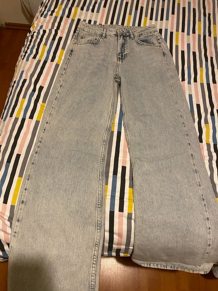 yüksek bel wid leg jeans - Görsel 4