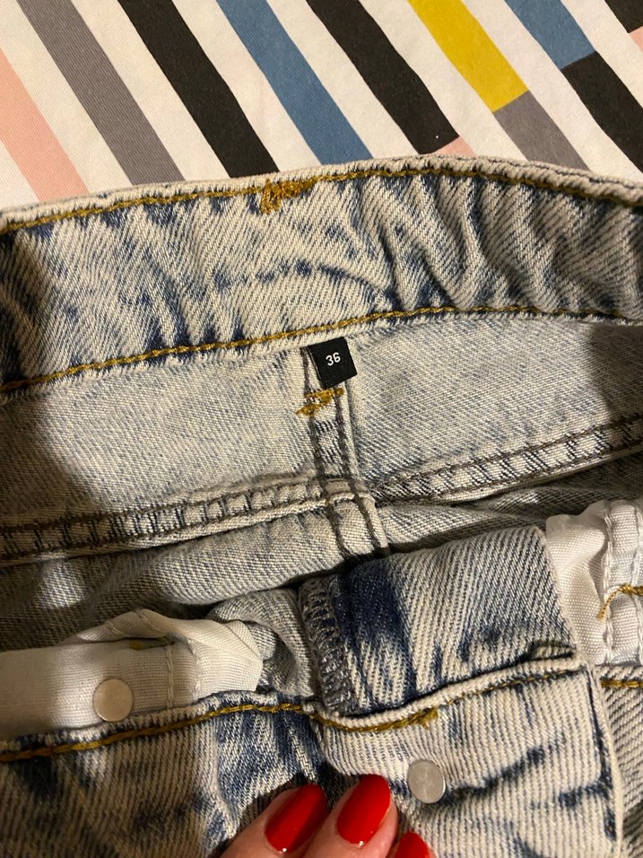 yüksek bel wid leg jeans - Görsel 3