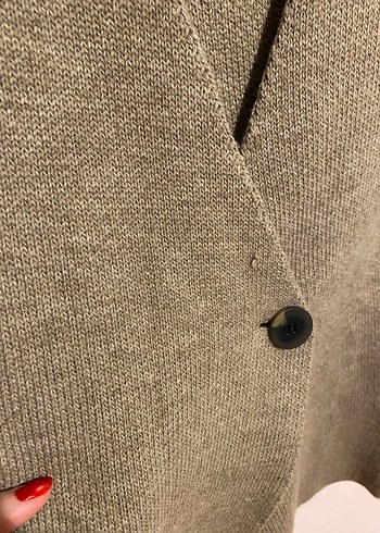 Düğmeli Bej Yün Kadın Ceket - Görsel 2