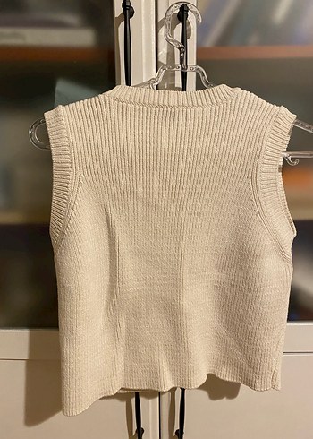 Düğmeli Beyaz Kadın Triko Süveter - Görsel 2