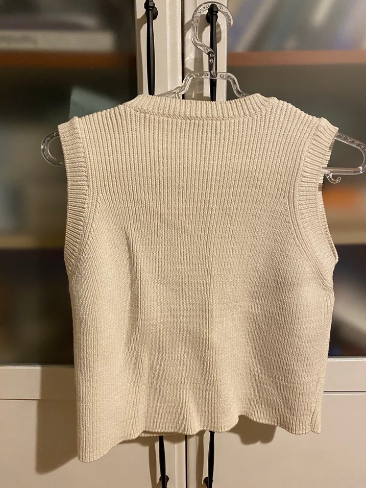 Düğmeli Beyaz Kadın Triko Süveter - Görsel 2