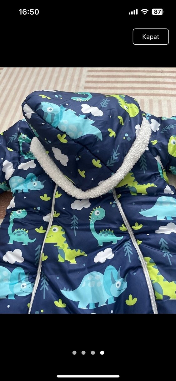 Koyu Mavi Bağlama Desenli Bebek Tulumu - Görsel 4