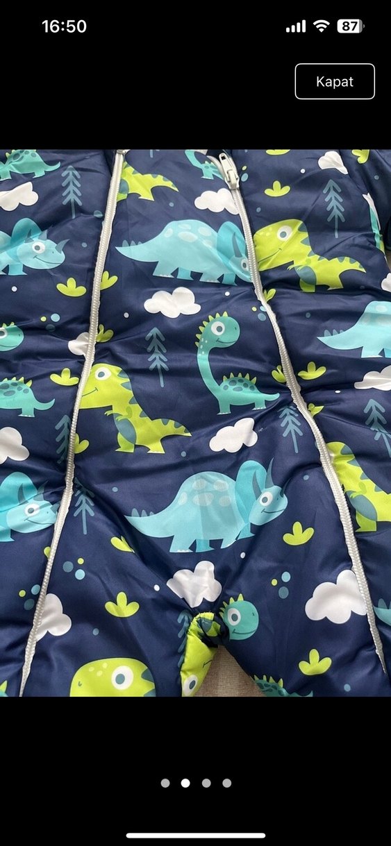 Koyu Mavi Bağlama Desenli Bebek Tulumu - Görsel 2