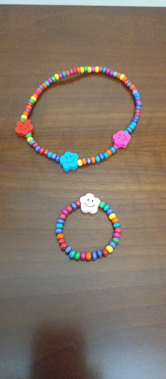 Renkli Boncuklu Çocuk Kolye ve Bileklik Seti 2 takım - Görsel 5