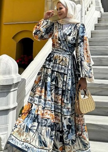 Çiçek Desenli Uzun Bohem Elbise - Görsel 3