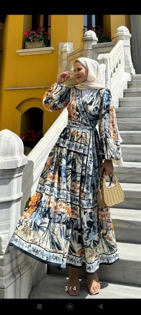 Çiçek Desenli Uzun Bohem Elbise - Görsel 3