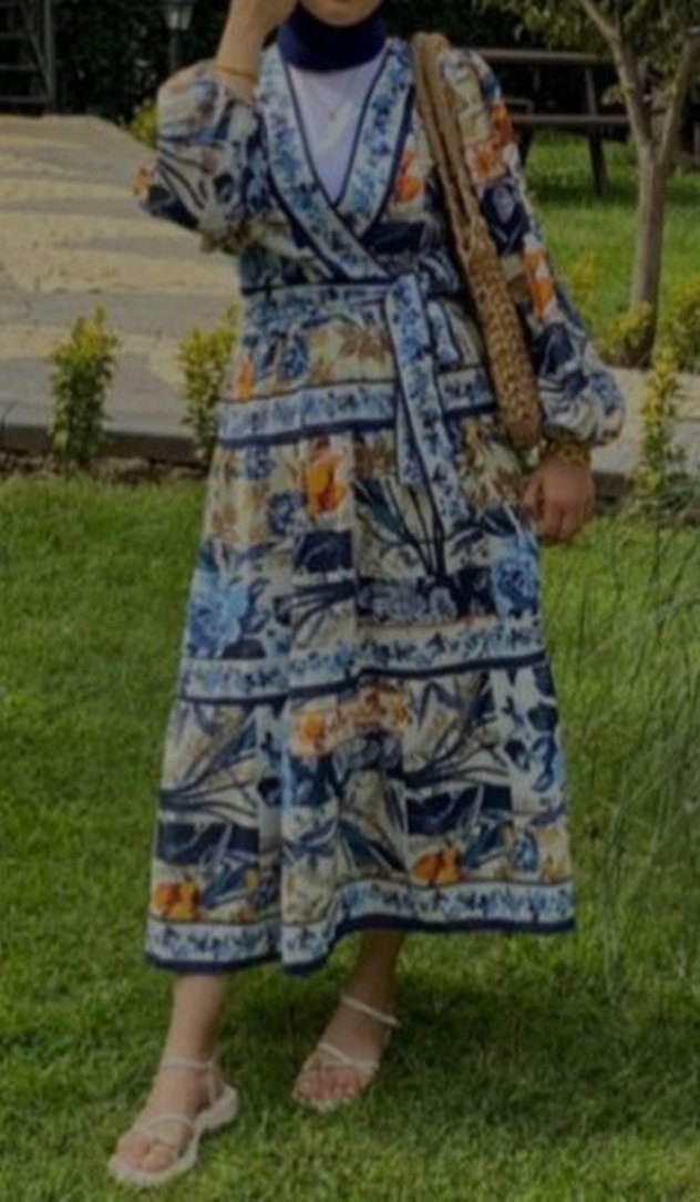 Çiçek Desenli Uzun Bohem Elbise - Görsel 4