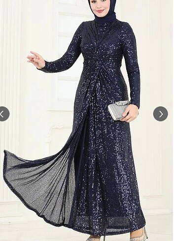 Lacivert pul payet abiye elbise  - Görsel 2