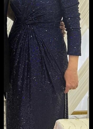 Lacivert pul payet abiye elbise  - Görsel 3