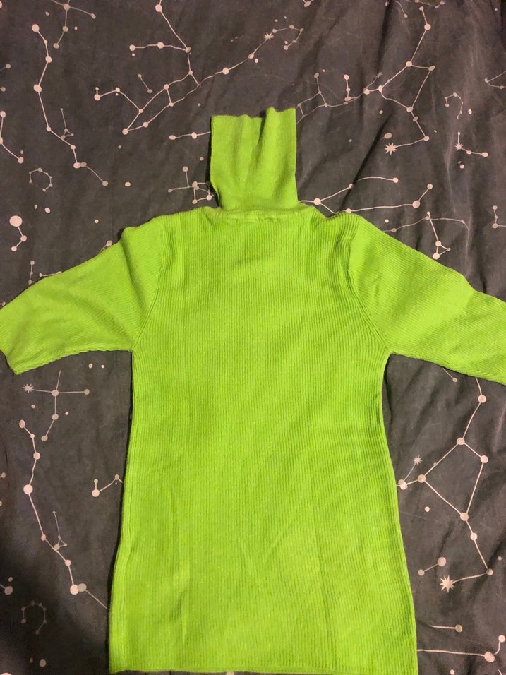 Yeşil Dik Yaka Örgü Kısa Kollu Kazak - Görsel 3