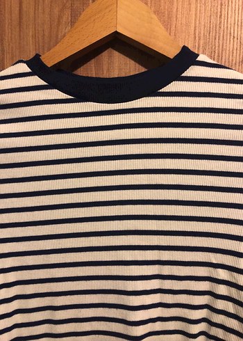 Uzun Kollu Çizgili Kadın Tişört - Görsel 2