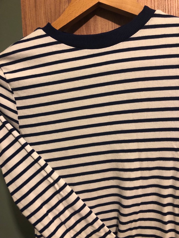Uzun Kollu Çizgili Kadın Tişört - Görsel 3