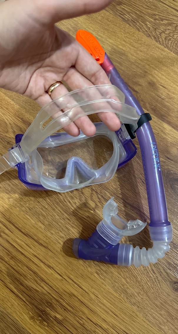 Açık Mor Şeffaf Yüzücü Maskesi ve Dalış Nefesliği - Görsel 3