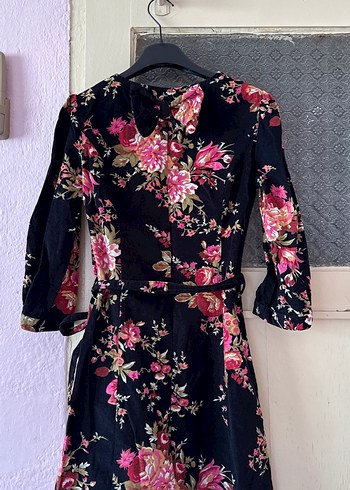 Çiçekli Kadife Bohem Elbise - Görsel 5