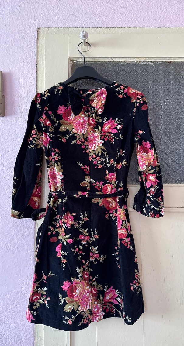 Çiçekli Kadife Bohem Elbise - Görsel 5