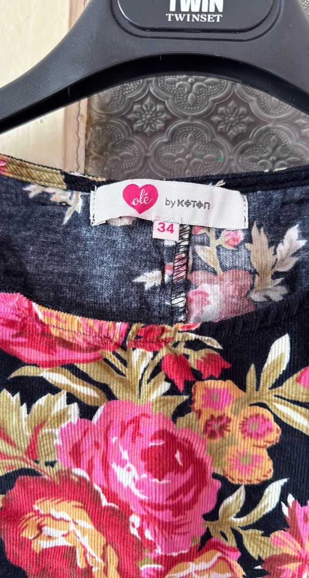 Çiçekli Kadife Bohem Elbise - Görsel 2