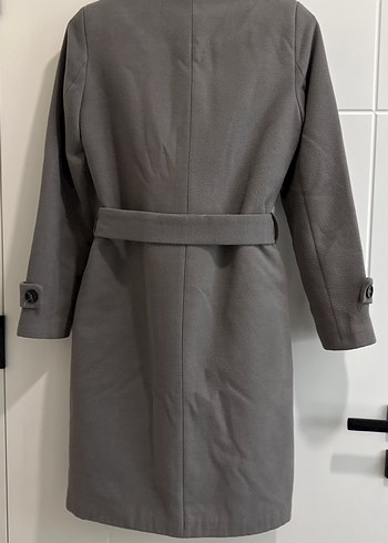 Gri Kuşaklı Kadın Kaşe Kaban - Görsel 8