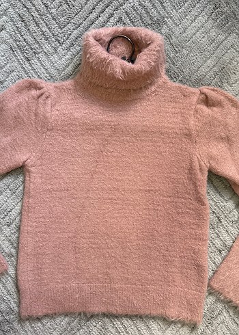 Pembe Triko Balıkçı Yaka Kadın Sakallı Kazak - Görsel 2