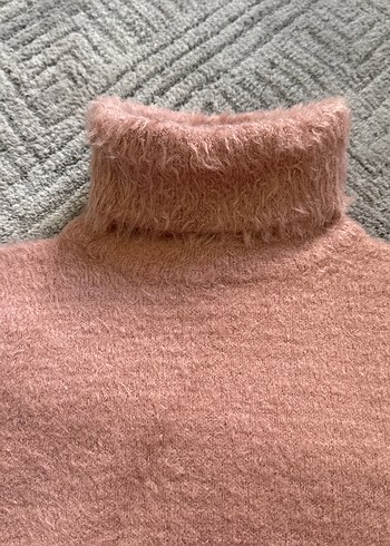 Pembe Triko Balıkçı Yaka Kadın Sakallı Kazak - Görsel 4