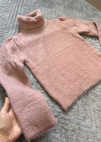 Pembe Triko Balıkçı Yaka Kadın Sakallı Kazak - Görsel 3