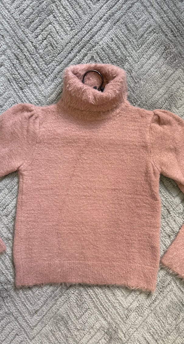 Pembe Triko Balıkçı Yaka Kadın Sakallı Kazak - Görsel 2