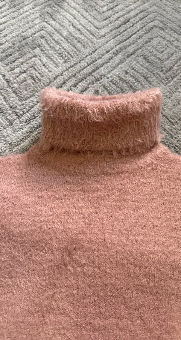 Pembe Triko Balıkçı Yaka Kadın Sakallı Kazak - Görsel 4