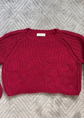 Bordo Kadın Triko Crop Kazak - Görsel 2