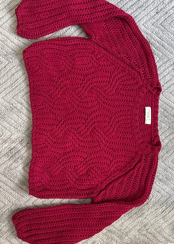 Bordo Kadın Triko Crop Kazak - Görsel 3