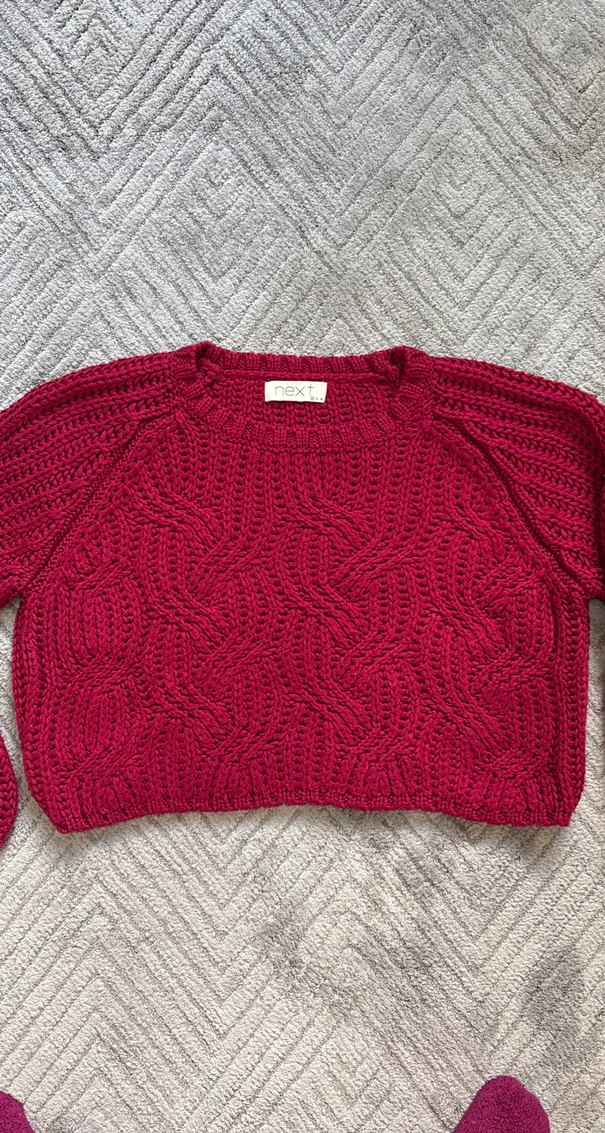 Bordo Kadın Triko Crop Kazak - Görsel 2