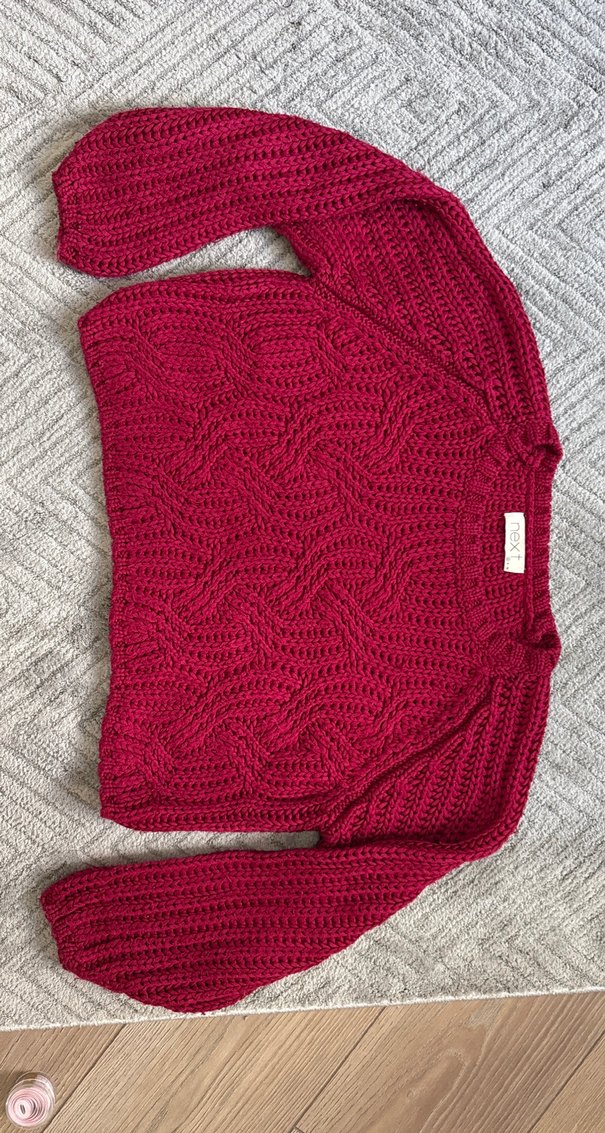 Bordo Kadın Triko Crop Kazak - Görsel 3