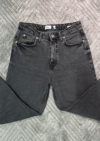 Antrasit Gri Mom Fit Kadın Denim Pantolon - Görsel 2