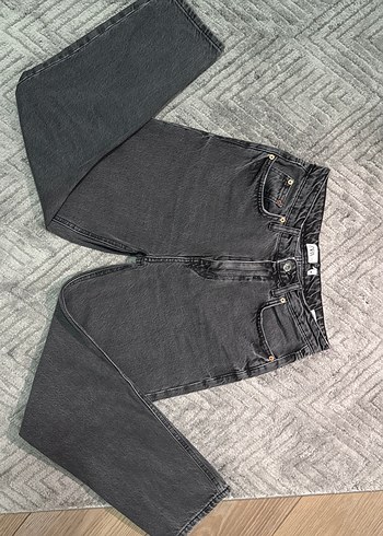 Antrasit Gri Mom Fit Kadın Denim Pantolon - Görsel 3