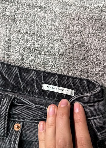 Antrasit Gri Mom Fit Kadın Denim Pantolon - Görsel 7