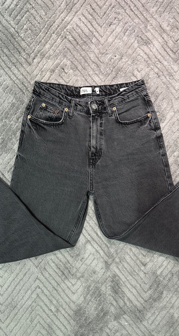 Antrasit Gri Mom Fit Kadın Denim Pantolon - Görsel 2