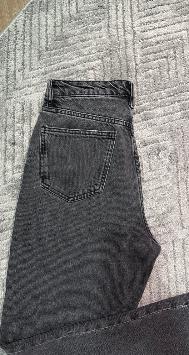 Antrasit Gri Mom Fit Kadın Denim Pantolon - Görsel 5