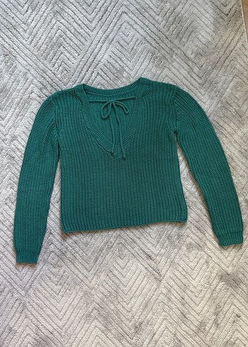 Yeşil Bohem Stil Kadın Triko Kazak - Görsel 3