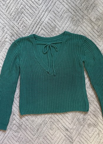 Yeşil Bohem Stil Kadın Triko Kazak - Görsel 4