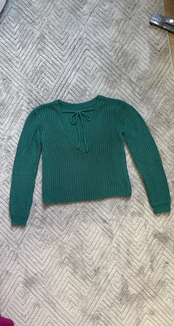 Yeşil Bohem Stil Kadın Triko Kazak - Görsel 3