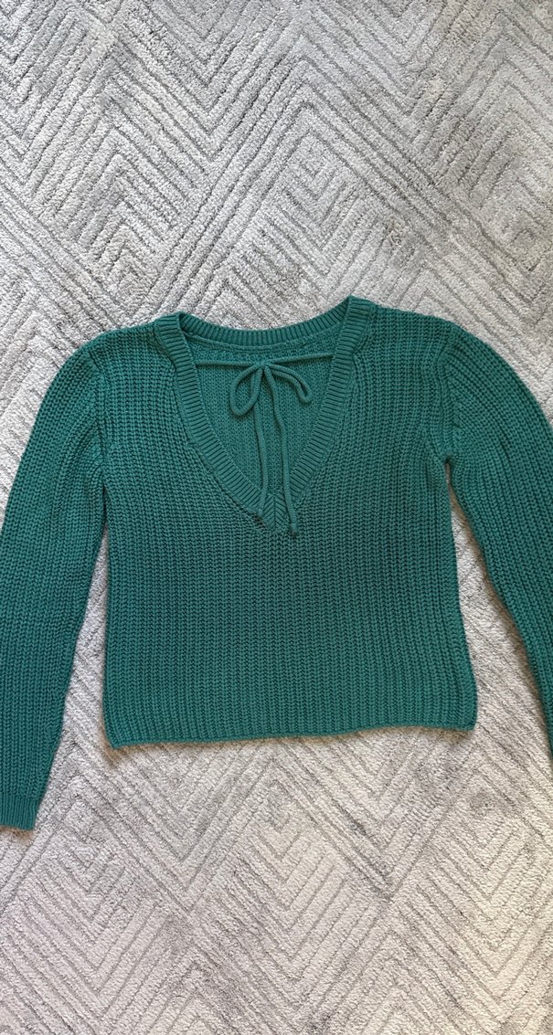 Yeşil Bohem Stil Kadın Triko Kazak - Görsel 4