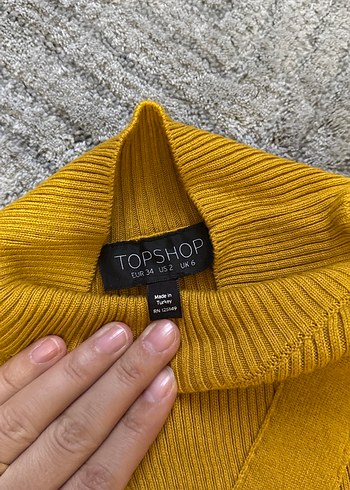 Hardal Sarı Yarım Balıkçı Fitilli Triko Kazak - Görsel 4