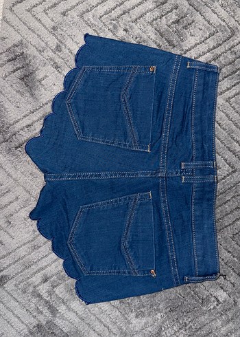 Kadın Mavi Mini Kot Şort - Görsel 3