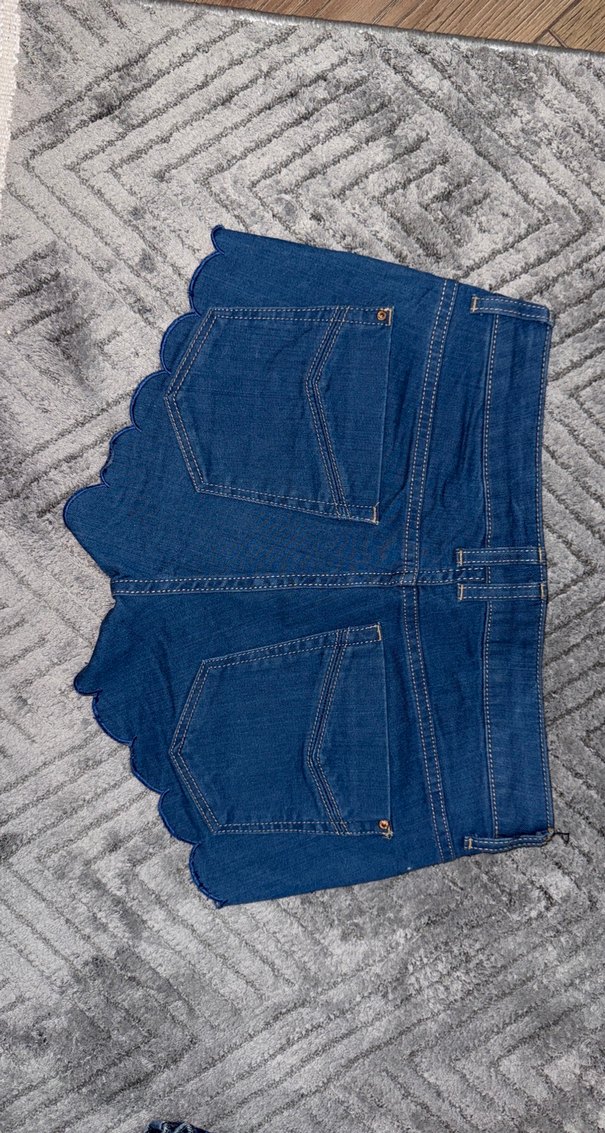 Kadın Mavi Mini Kot Şort - Görsel 3