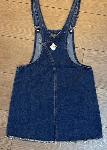 Pull&Bear Kadın Lacivert Denim Askılı Tulum - Görsel 4