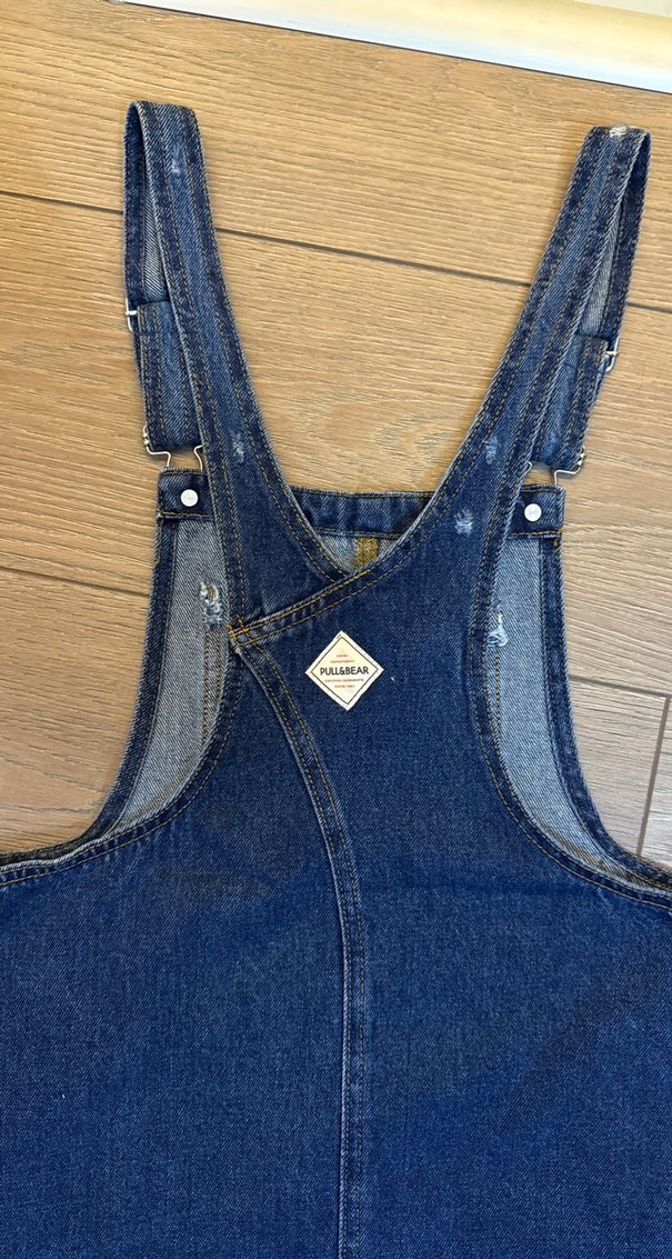 Pull&Bear Kadın Lacivert Denim Askılı Tulum - Görsel 5