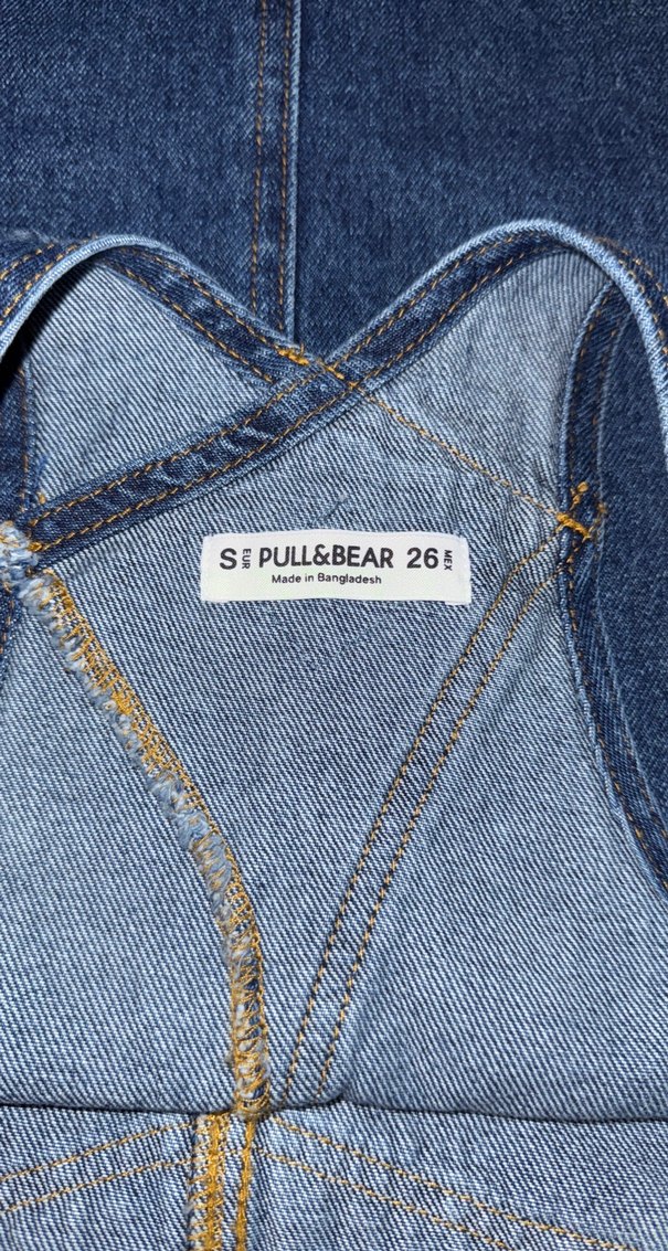 Pull&Bear Kadın Lacivert Denim Askılı Tulum - Görsel 2