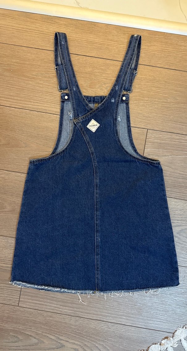 Pull&Bear Kadın Lacivert Denim Askılı Tulum - Görsel 4