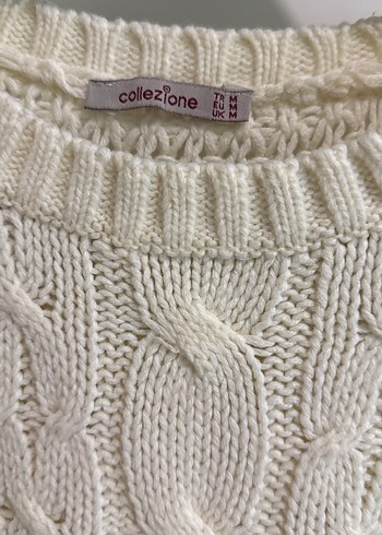 Kadın Kırık Beyaz Örgü Triko Kazak - Görsel 8